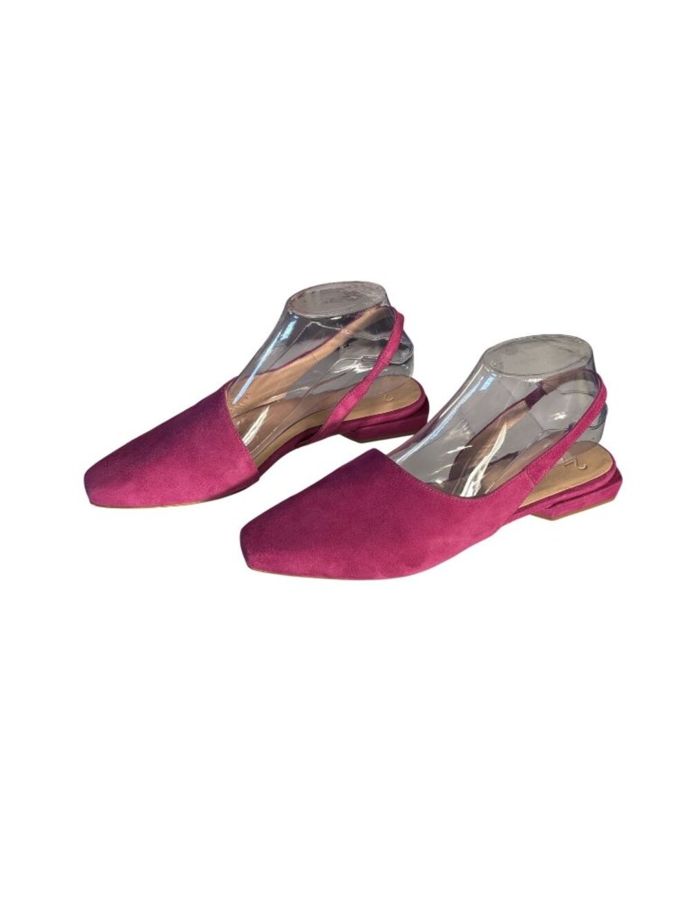 Naturalizer Fuchsia Suede Slingback Flats With Square Toe & Low Block Heel - Picture 3 of 9